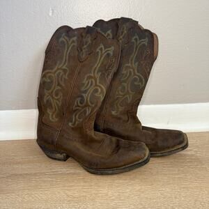 Justin Women's Brown Embroidered Leather Cowboy Cowgirl Boots Size 8.5 B